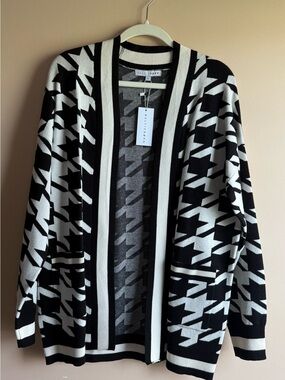 Baltic Born Black and White Houndstooth Open Cardigan